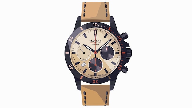 Vector a gold and black watch with a black face and hands on the face