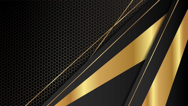 Gold and black with hexagonal abstract modern background Vector editable design