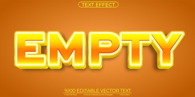 Gold Bold Empty Editable and Scalable Vector Text Effect