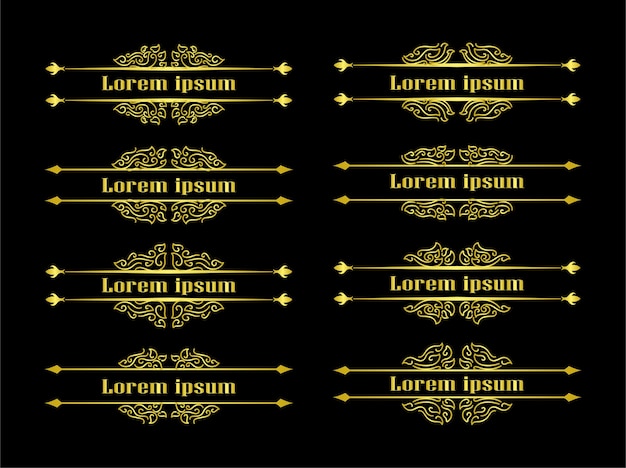 Vector gold borders elements set collection ornament vector