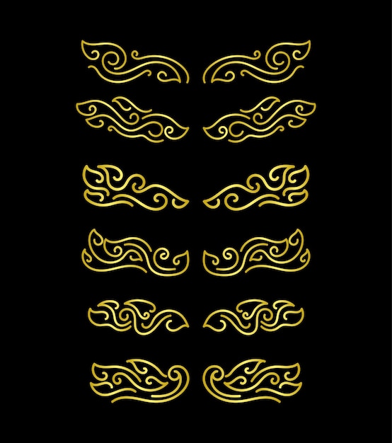 Gold Borders Elements Set Collection ornament Vector