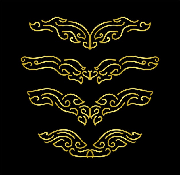 Gold Borders Elements Set Collection ornament Vector