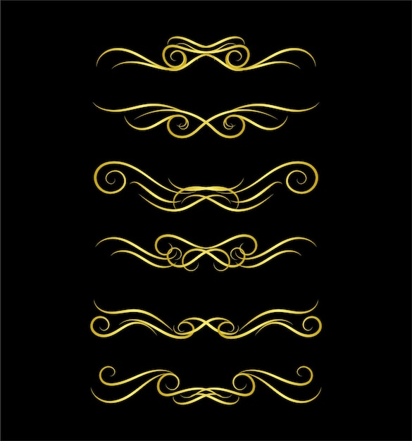 Gold Borders Elements Set Collection ornament Vector