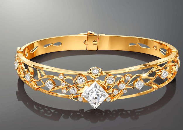 Vector a gold bracelet with a diamond on it vector illustration