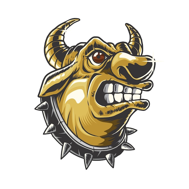 Gold Bull Head Illustration 