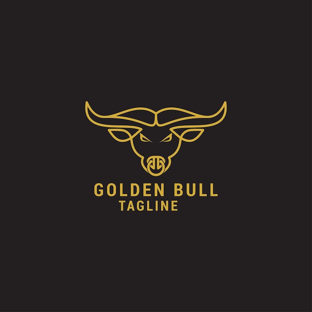 Gold bull logo icon design template luxury premium vector