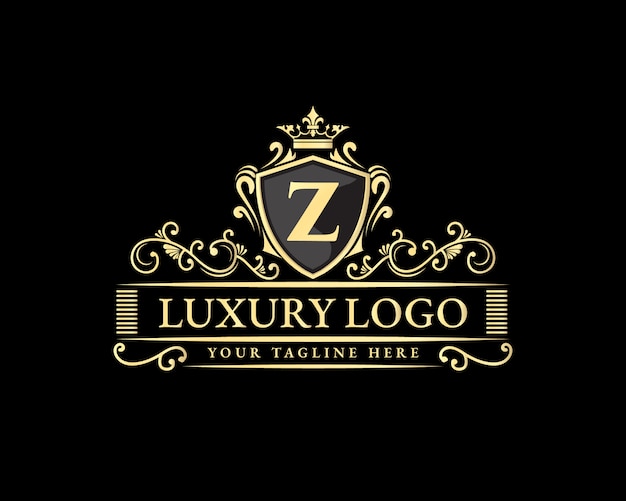 Gold calligraphic feminine floral hand drawn heraldic monogram antique vintage style luxury logo design