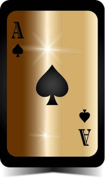 Gold card spade with shine