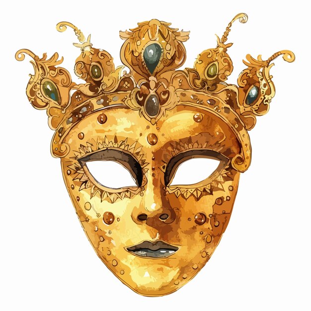 Vector a gold carnival mask with gold decorations and a gold mask