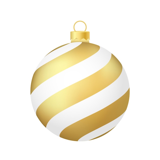 Gold Christmas tree toy or ball Volumetric and realistic color illustration