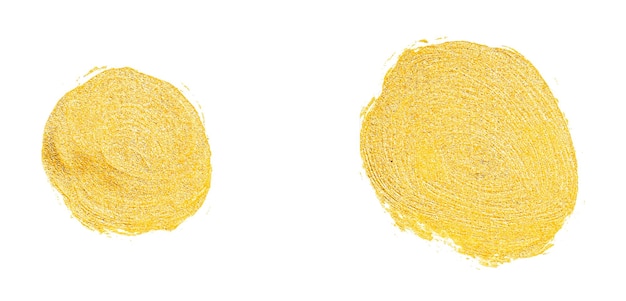 Gold circle glitter texture paint brush on white background