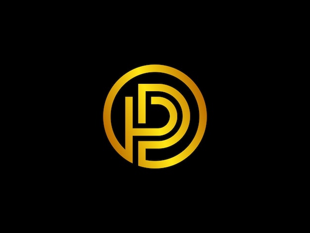 Gold circle logo with the letter dp in a circle