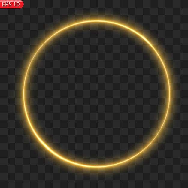 Gold circles frame with glitter light effect A golden flash flies in a circle in a luminous ring