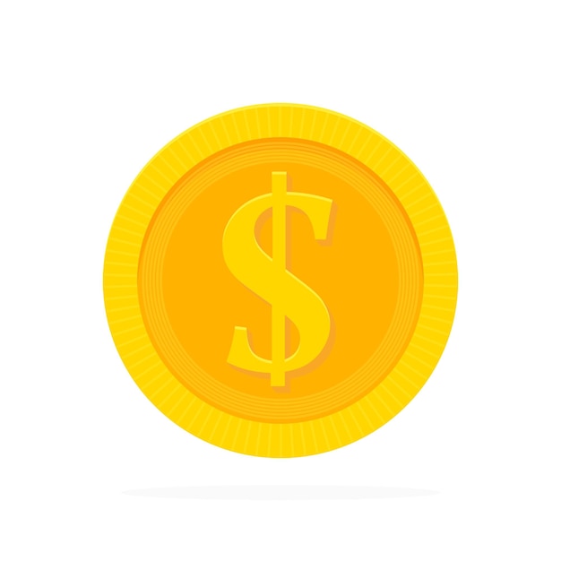 Gold coin in flat style. Vector illustration.