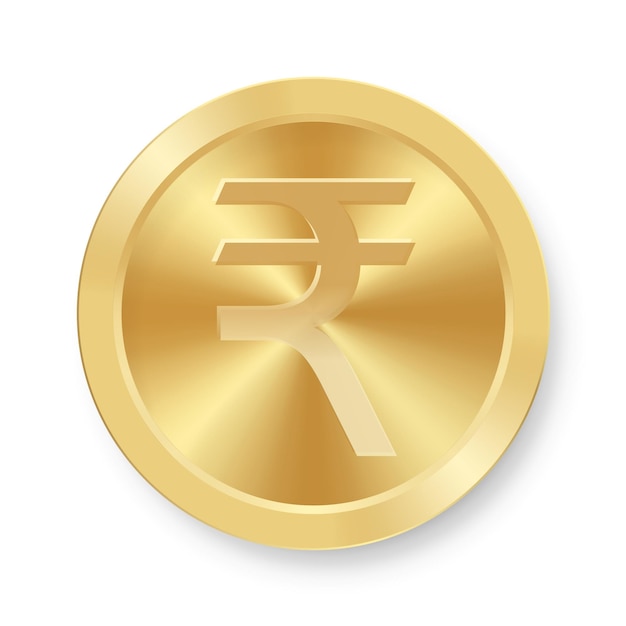 Vector gold coin of indian rupee concept of internet currency rupee medal