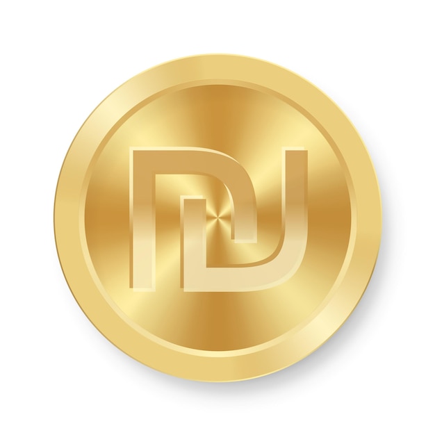 Gold coin of Sheqel symbol Concept of internet currency Sheqel medal