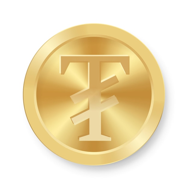 Gold coin of Togrog Concept of internet web currency Togrog medal