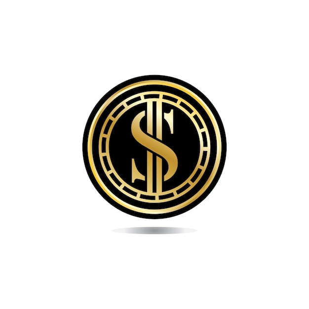 Gold coin with dollar sign illustration vector dollar coin icon isolated on white background