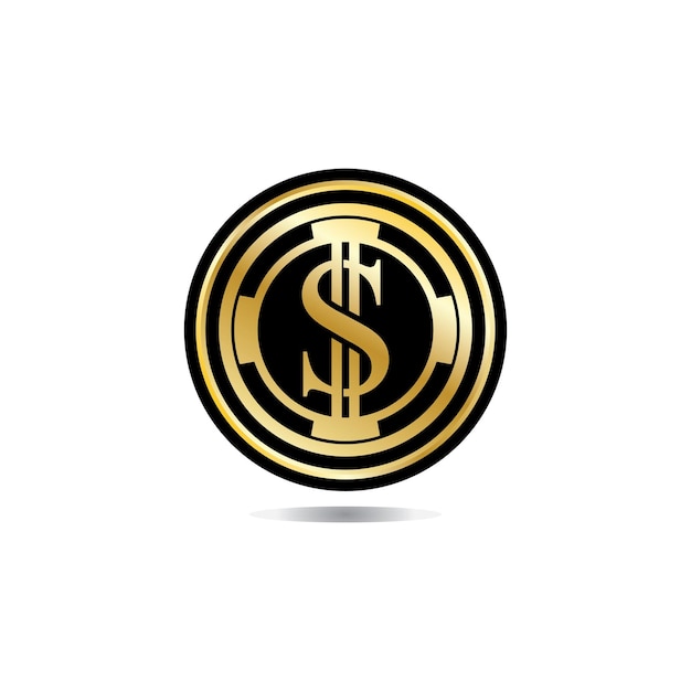 Gold coin with dollar sign illustration vector dollar coin icon isolated on white background