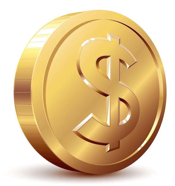 Gold coin with dollar sign