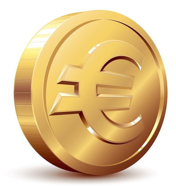 Gold coin with euro sign