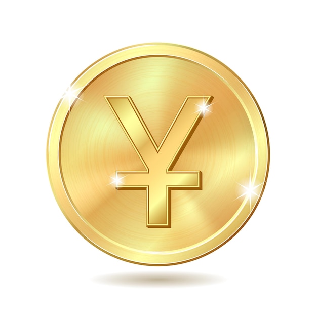 Gold coin with yuan sign Vector illustration isolated on white background