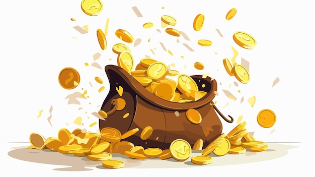 Gold Coins Dropping into a Purse Concept of Saving Money