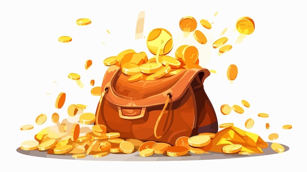 Gold Coins Dropping into a Purse Concept of Saving Money