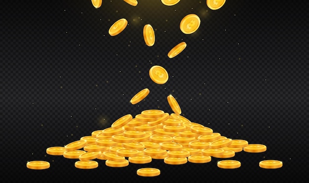 Gold coins falling concept