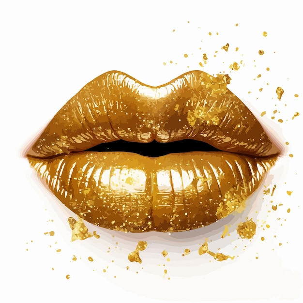 Vector a gold colored lips with a gold lip and gold glitter on it