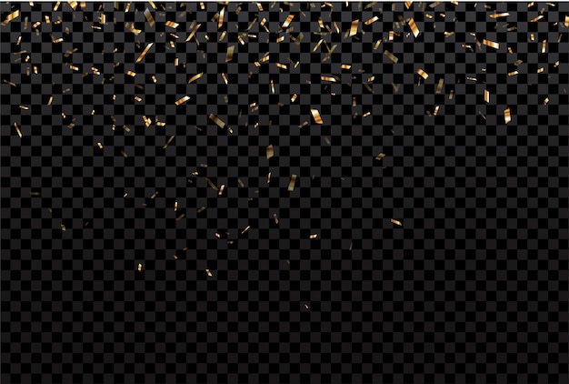 Gold confetti background isolated on transparent background