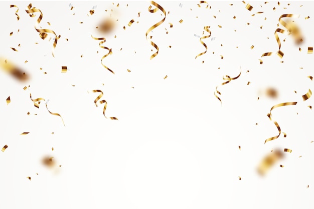 Gold confetti background, isolated on white background