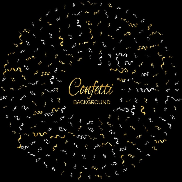 Vector gold confetti isolated on black background celebrate vector illustration