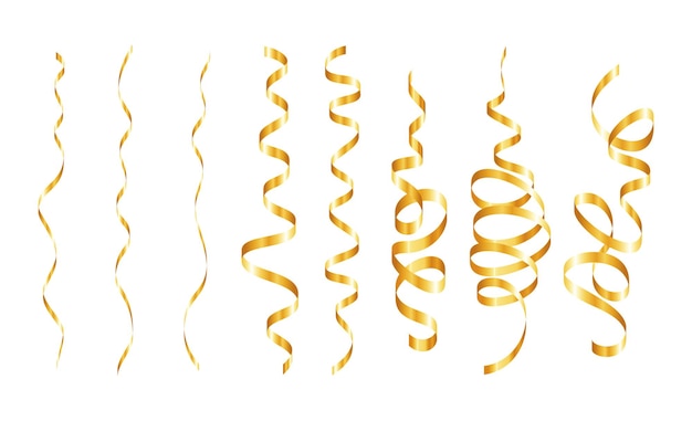 Gold confetti serpentine spiral ribbons golden luxury party decor