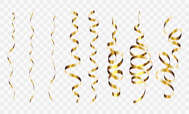 Gold confetti serpentine spiral ribbons golden luxury party decor