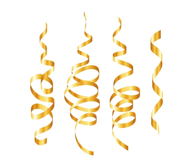 Gold confetti serpentine spiral ribbons golden luxury party decor