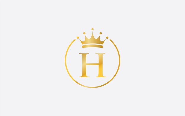 Vector gold crown letter h brand crown circle monogram