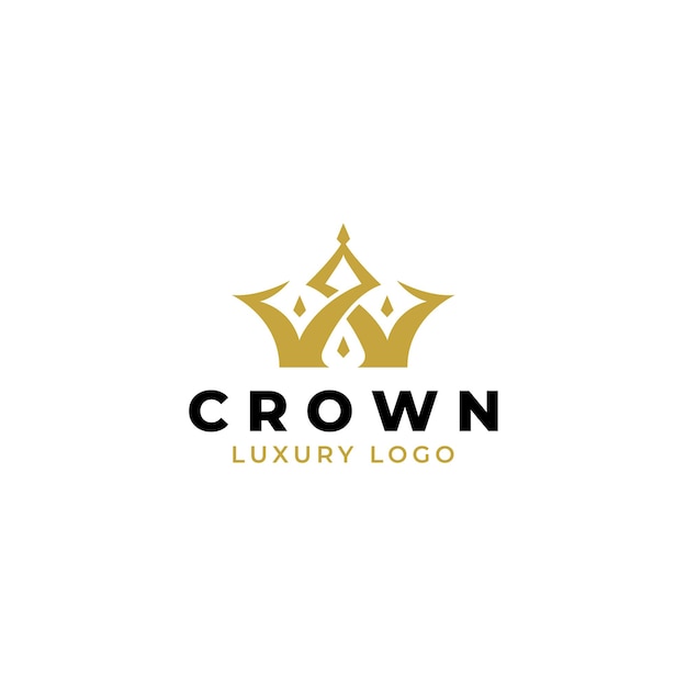 Gold crown retro vintage logo design template