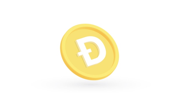 Gold Dogecoin cryptocurrency on white background Dogecoin Digital payment system blockchain