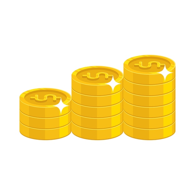 Gold dollar coins Having a lot of money and possessions symbol Business finance and economy concept Cartoon vector illustration isolated on white background