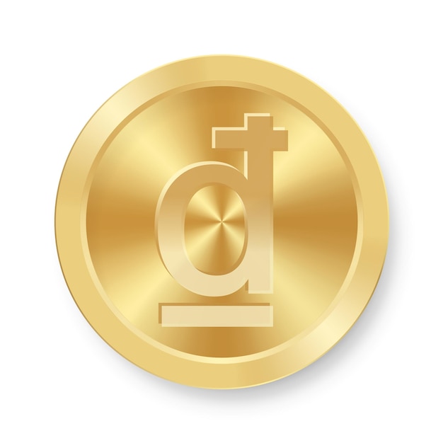 Gold Dong coin Concept of internet web currency Dong medal