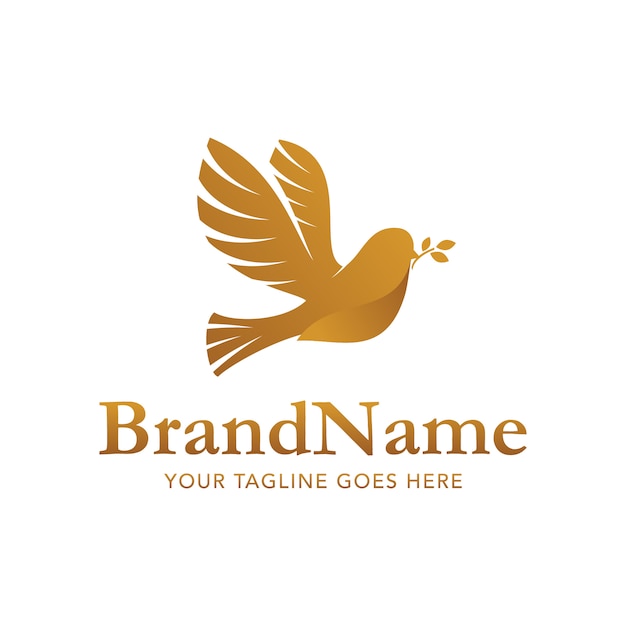 gold dove piece logo vector template