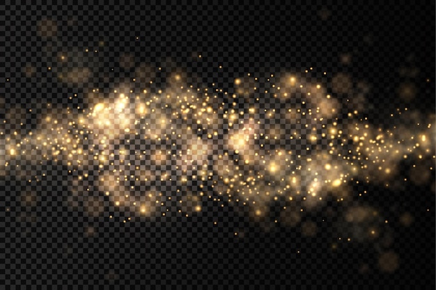 Gold dust particles bokeh christmas golden light effect sparkle yellow sparks star blur vector