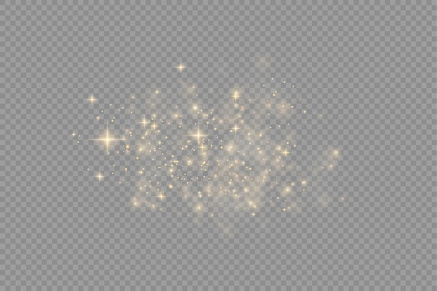 Gold dust particles bokeh christmas golden light effect sparkle yellow sparks star blur vector