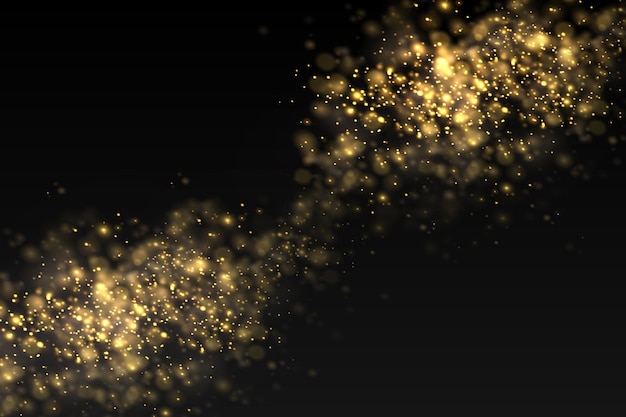 Gold dust particles bokeh christmas golden light effect sparkle yellow sparks star blur vector