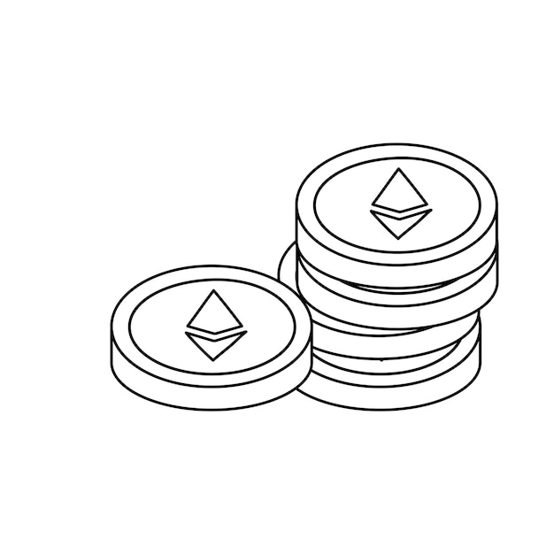 Gold ethereum isolated coin handful symbol in line style Vector illustration