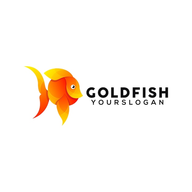 Gold fish colorful logo design template