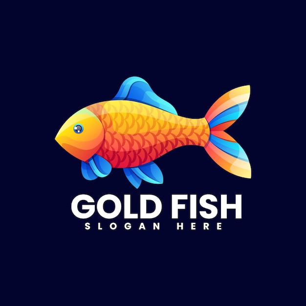 Gold Fish Illustration Colorful Logo 1