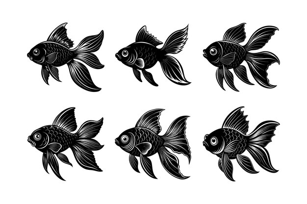 Vector gold fish silhouette black silhouette vector illustration