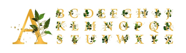 Gold floral alphabet set